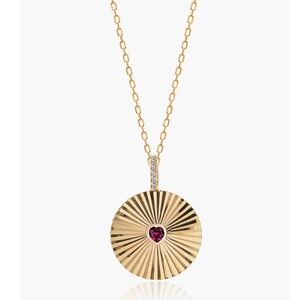 GABI RIELLE 14K Gold Plated Sterling Silver Ruby Heart Pendant Necklace